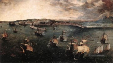  Seeschlacht Malerei - Seeschlacht im Golf von Neapel Flämisch Renaissance Bauer Pieter Bruegel der Ältere